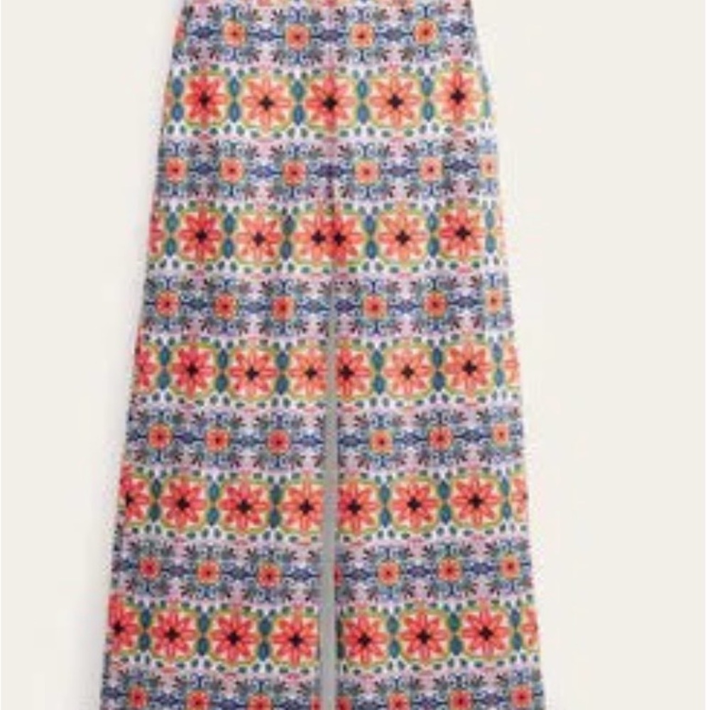 Boden linen pants NWT 8 wide leg trouser Floral Geo Multicolor, gorgeous print - Picture 3 of 14